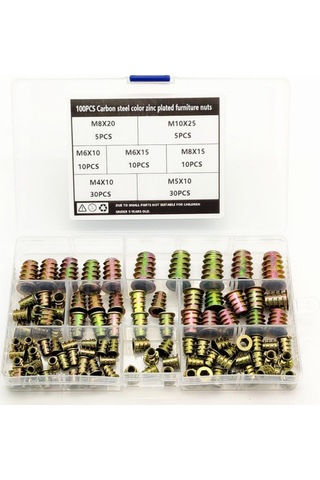 Symbee Paslanmaz Çelik 100 Parça Vida Seti - 6 Farklı Boyut İle Mobilya Montajı İçin