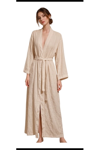 Estewomanfashion Müslin %100 Pamuk Kimono & Kaftan Bej