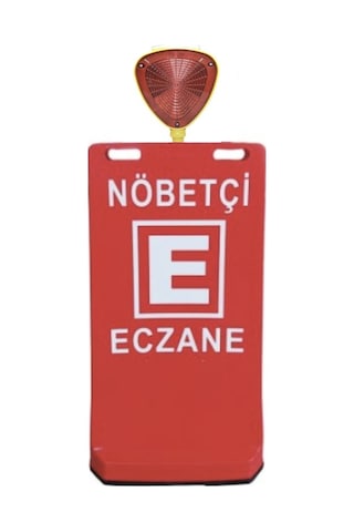 Flaşör Lambalı Eczane Baskılı Çift Yön Ultra Levhalı Reklam Dubası Kırmızı Renk 7.5 Kg