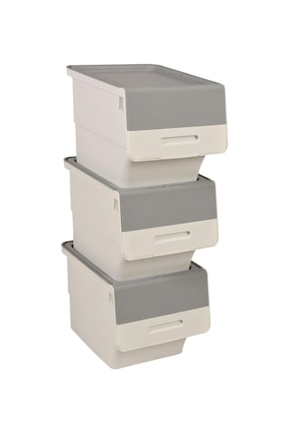 Freebox 33 Litre Beyaz Organizer Gri Tekerlekli 3 Lü Set Organizer Beyaz