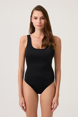 Los Ojos Siyah U Yaka Spor Mayo Sporty One Piece Siyah Siyah