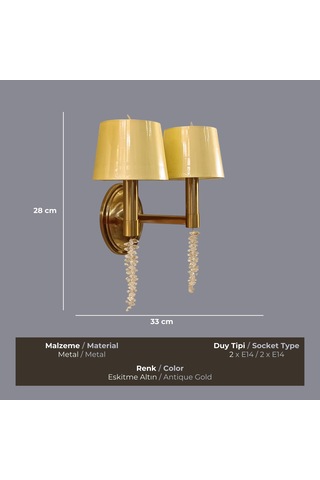 Vela Eskitme Gold Şapkalı Aplik Eskitme Gold