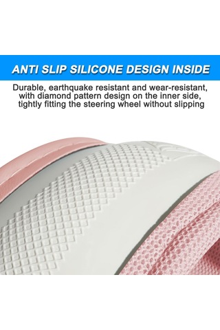 Yifomall 38cm Kuru, Kaymazsız, Dayanıklı Otomobil Direksiyon Kılıfı - Soft Deri Ve Buz Dokusu Malzeme İle Geniş Uyumluluk Kadın Pembe Pembe