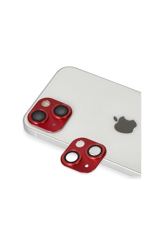 Apple Uyumlu iPhone 13 Pers Alüminyum Kamera Lens - Kırmızı