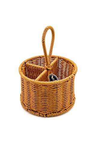 Taşıma Kulplu 2+1 Bölmeli Tezgah Üstü Bambu - Ahşap Kaşıklık Bx40 Çok Renkli