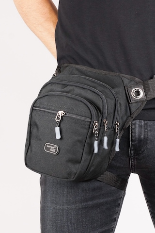 Çok Gözlü Su Geçirmez Unisex Siyah Bel Bacak Omuz Motosiklet Kurye Çantası Bodybag Gri Siyah 4962