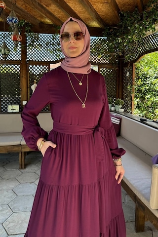 Rabia Şamlı Asil Elbise Vişne Normal
