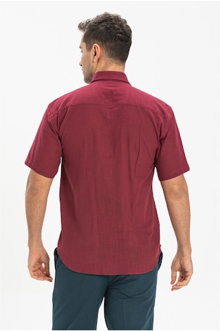 Eliş Şile Bezi Büyük Beden Kısa Kol Şile Bezi Tek Cepli Erkek Gömlek Koyu Bordo 3068 - 6XL Koyu Bordo