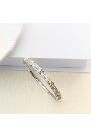 Xoxo Bileklik Kelepçe 316l Paslanmaz Çelik 19 Cm Çift Renk Gümüş