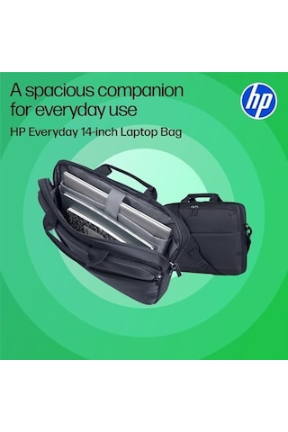 Hp 14" Everyday Laptop Çantası, 600d Geri Dönüşümlü Polyester, 9l, Dolgulu Bölme, Su Geçirmez, Çıkarılabilir Omuz Askısı, Gri