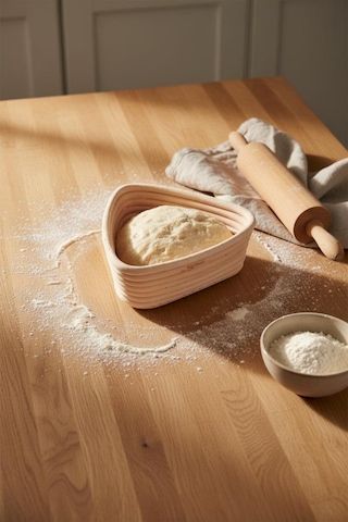 Bambum Puder - Ekmek Mayalama Sepeti Üçgen 16 Cm Ahşap