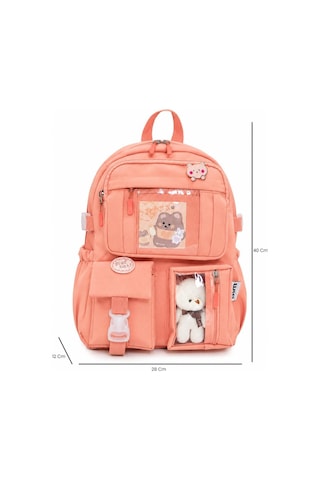 Wia Kawaii Kore Tarzı Ayıcıklı İlkokul Ve Beslenme Çantası Somon
