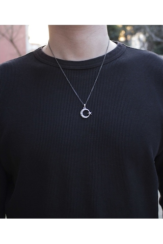 925 Ayar Gümüş Göktürkçe Türk Yazılı Ay Yıldız Tasarım Erkek Koly 552729450