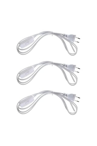 Fişli Anahtarlı Hazır Kablo Seti, 2 Metre, 0.50 Mm² Beyaz Açık Gri