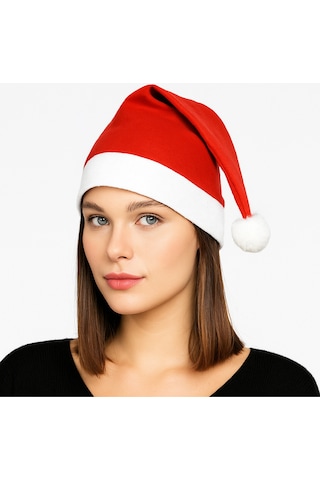 Yetişkin Boy Kırmızı Polar Yeni Yıl Yılbaşı Noel Baba Şapkası Unisex Diğer