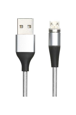 Besthome1 2m Uzunluklu 2.4a Hızlı Şarjlı Mikro Usb Manyetik Kablosu - Toz Bloke Edici, Gümüş Renk, Nilon Örgü