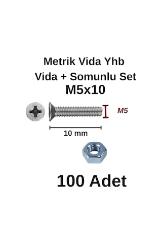 Tuğra Hırdavat M5x10mm Metrik Vida Yhb - Somunlu 100'lü Takım 0-0