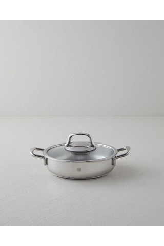 English Home Glow Çelik Cam Kapaklı Sahan 18x5 Cm Silver Silver