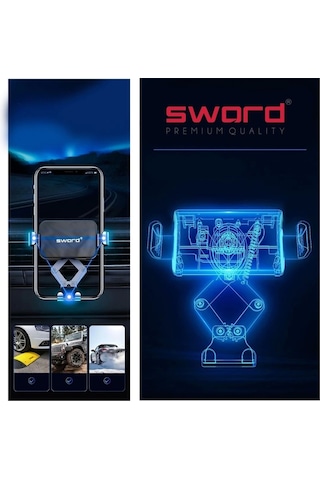 Sword Ayarlanabilir Araç İçi Telefon Tutucu Her Telefon İle Uyumlu Sw-ayr Siyah