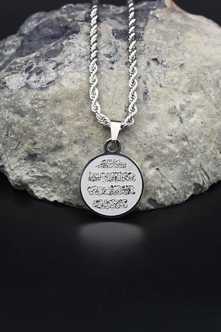 Nazar Duası Kolye Paslanmaz Çelik Zincir 3mm 902086 Gümüş