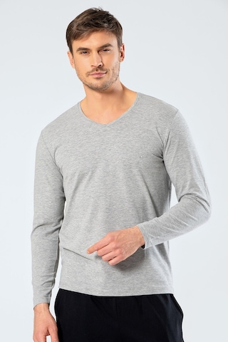 Cacharel Erkek V Yaka Uzun Kollu T-shirt 1334/gri