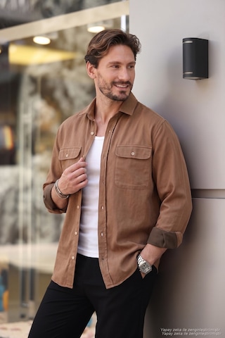 Buratti Pamuklu Çift Cepli Regular Fit Erkek Gömlek Cf25W128858 Camel
