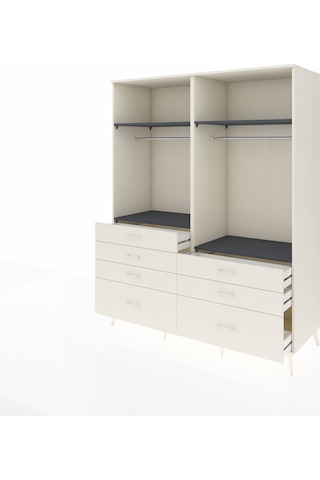 Kronos Gardrop 4 Raflı 7 Çekmeceli 2 Askılı 176x59x221 Aytaşı-antrasit/aytaşı Antrasit/aytaşı
