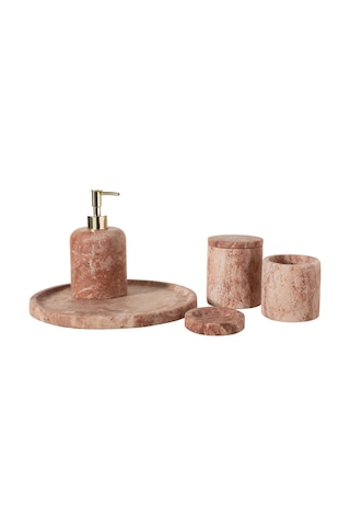 Mudo Home Evelyn Traverten 5'li Banyo Seti Rose Pembe