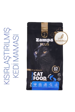 Zampa Plus Premium Kısırlaştırılmış Somon Etli Yetişkin Kediler İçin Kuru Mama 1500 G