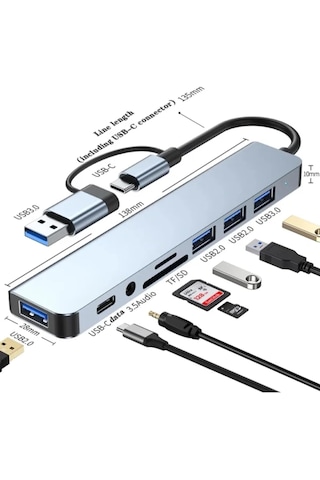Abatech 8 İn 1 Type C To Hdmı, Sd/ Tf, 2 Usb 3.0, Usb-c Pd 1 Adet