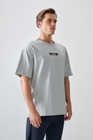Air Jones Tommy Life Taş %100 Pamuk Kalın Yumuşak Dokulu Oversize Fit Baskılı Erkek T-shirt - 88359 Taş