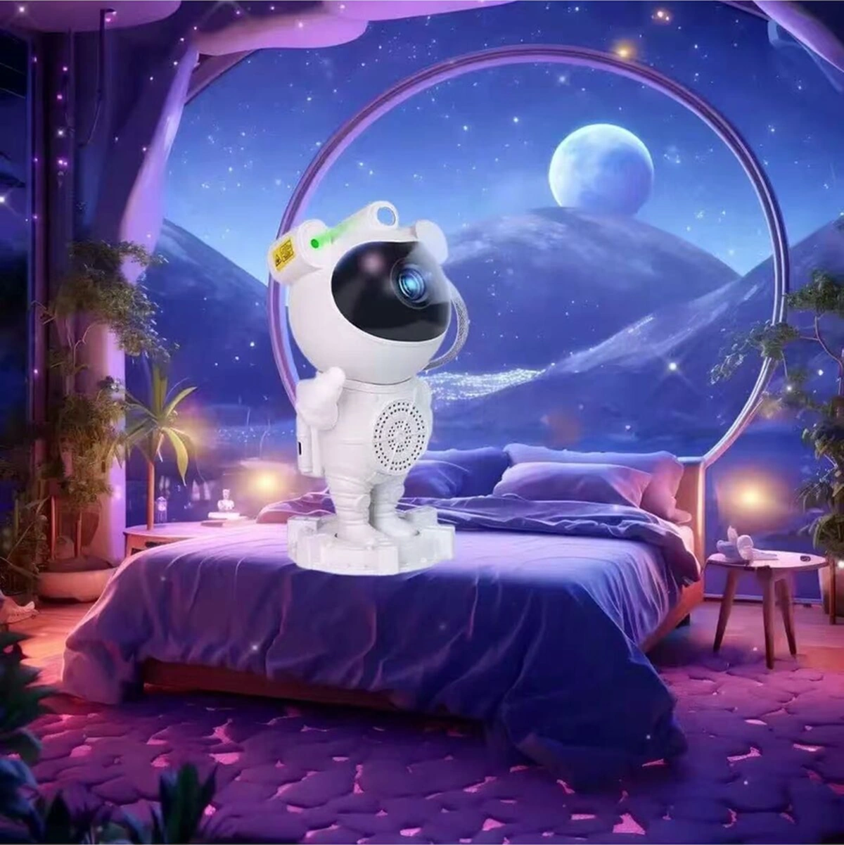 Astronot Gece Lambası Yıldızlı Projeksiyon Cihazı Za-2025 Tavan Aydınlatma Masa Ev Çocuk Oda Beyaz