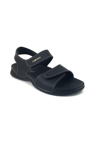 Ceyo Bello-3 Ortopedik Cırtlı Unisex Çocuk Sandaleti Siyah