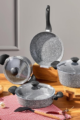 Taç Maxxcook 7 Parça Tencere Seti Gri