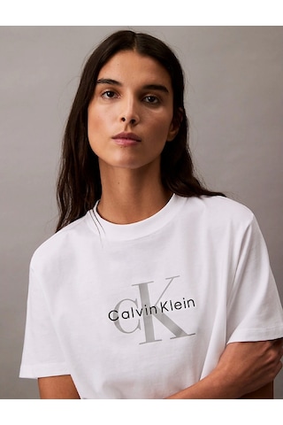 Calvin Klein Hr Ss Clssc Mnlg Cnc Kadın Beyaz T-shirt Lv047b865g-yaa Beyaz