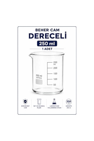 Beher Cam Dereceli 250 Ml 1 Adet