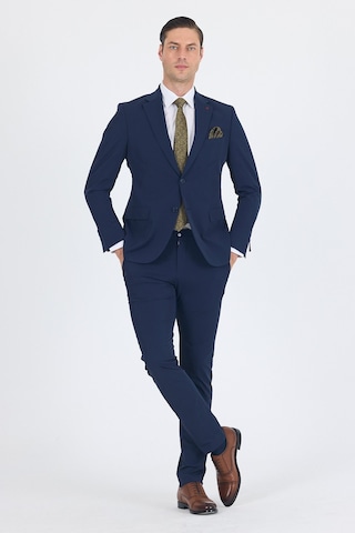 İmza Lacivert Mono Yaka Yarım Astar 6 Drop Slim Fit Beli Lastikli Takım Elbise 1001250121 Lacivert