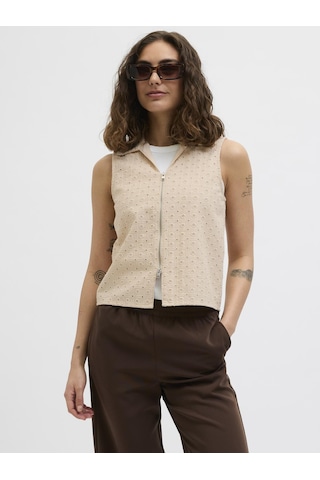 Jack & Jones Kadın Gömlek Yaka Fermuar Kapamali Bluz - Selma - 12277424 Fog