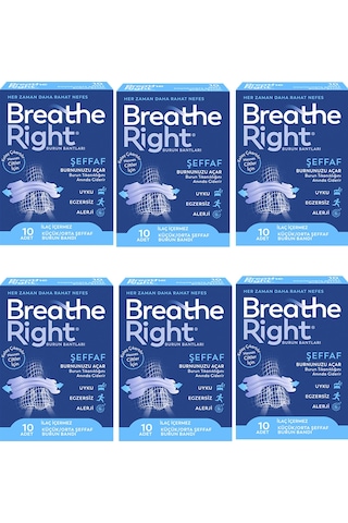 Breathe Right Şeffaf Burun Bandı 10'lu x 6 Paket
