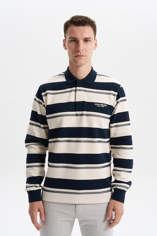 AR-MA Arma Erkek Ribanalı Regular Fit Çizgili Polo Yaka Sweatshirt %95 Pamuk %5 Elastane Ringel Pike K30554953002 Lacivert