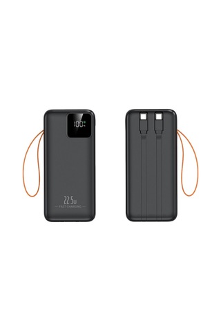 30000mah Powerbank 22.5w Hızlı Şarj Özellikli Type C Ve Lightning Kablolu Pd Taşınabilir Şarj Aleti Beyaz