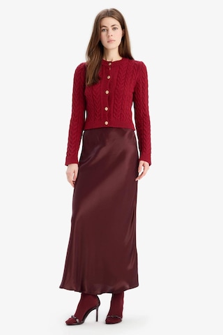 DeFacto A Kesim Normal Bel Saten Midi Etek B1867AX25SPBR234 Bordo