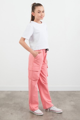 Beli Lastikli Kargo Cep Kız Çocuk Eşofman Altı 25mcck7736127809-pembe Pembe