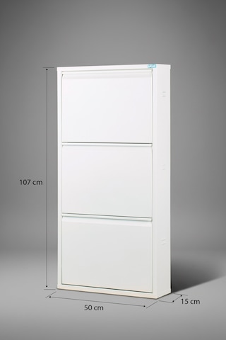 Metal Ayakkabılık 3 Lü Beyaz Ral 9016 Krem