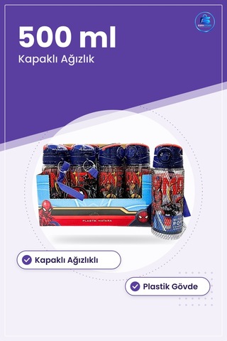 Plastik Matara 500 Ml Çocuk Okul Suluu Kapaklı Ağızlıklı Günlük K Çok Renkli