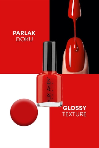 Alix Avien Bayrak Kırmızı Oje 14 Yüksek Pigmentli Uzun Süreli Kalıcılık Hızlı Kuruma Nail Lacquer 14