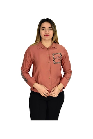 Baglan Kadın Kol Omuz Işlemeli Gömlek B6395 Bgl-st02545 Kıremıt