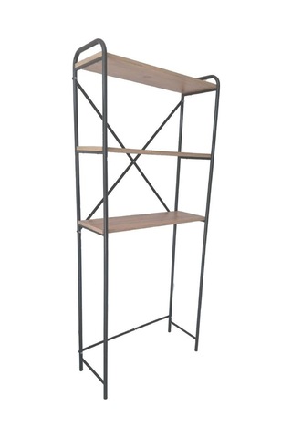 Met35 3 Raflı Metal Banyo Düzenleyici Metal Banyo Rafı Çamaşır Ma Ceviz