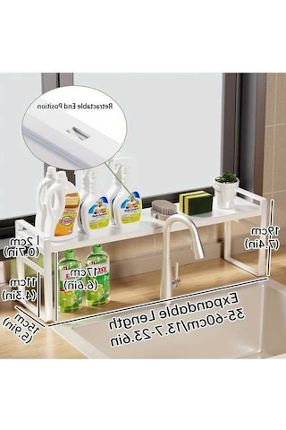 Trendooze Gaojunshop01 Beyaz Ekstra Geniş Mutfak Tezgahı Rafı Genişletilebilir Baharatlık Ev Dekorasyonu Beyaz