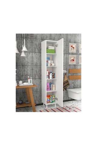 5 Raflı Banyo Boy Dolabı Beyaz